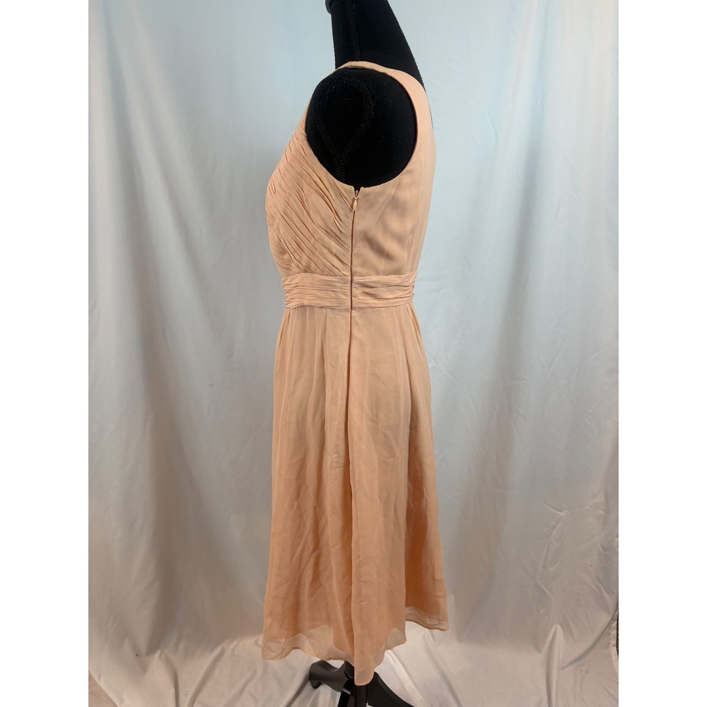 Ann Taylor Peach Silk One Shoulder Pleated Cocktail Dress Size 4 Wedding Guest - Picture 6 of 12